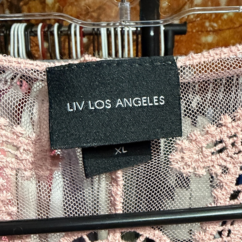 UV Los Angeles Pink Sheer Crochet Lace Kimono Cardigan Cover Up XL - Picture 3 of 3